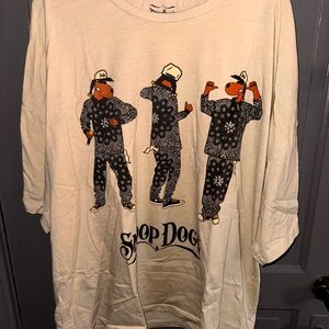 Cream Graphic T-Shirt with Cartoon Design Snoop Dog men size 3XL
